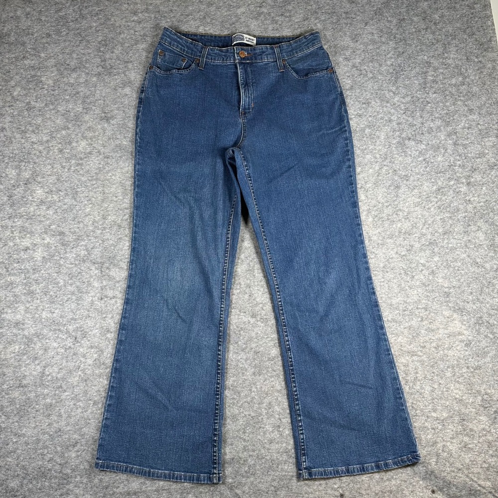 Signature Levi Strauss Womens Blue At Waist Bootcut Stretch Jeans Size 14 Short